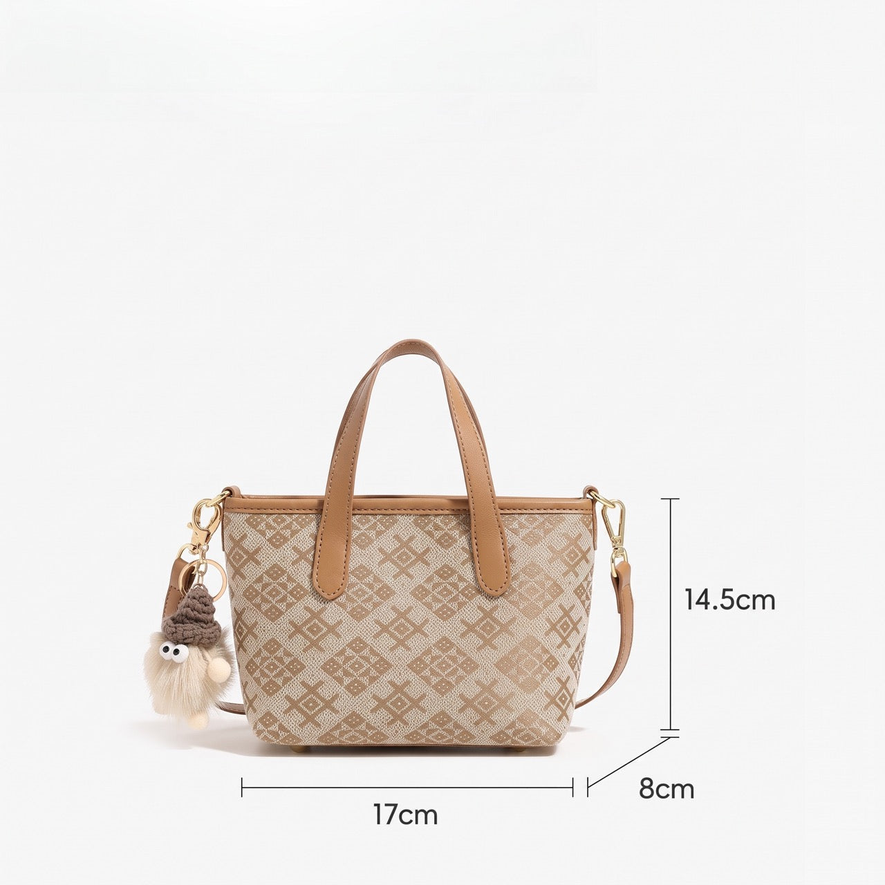 Ornate Monogram Vegan Eco-Leather Mini Tote Clutch Bag