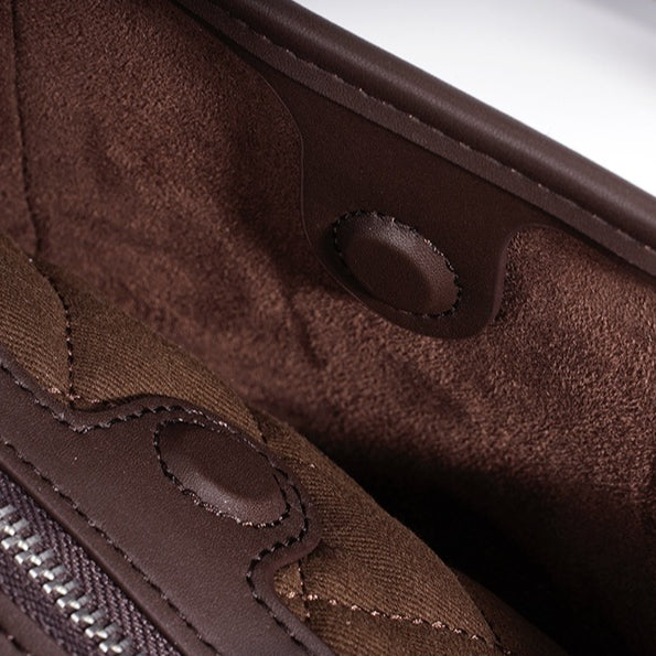 Sleek Soft Suede Genuine Leather Curved Clutch Bag