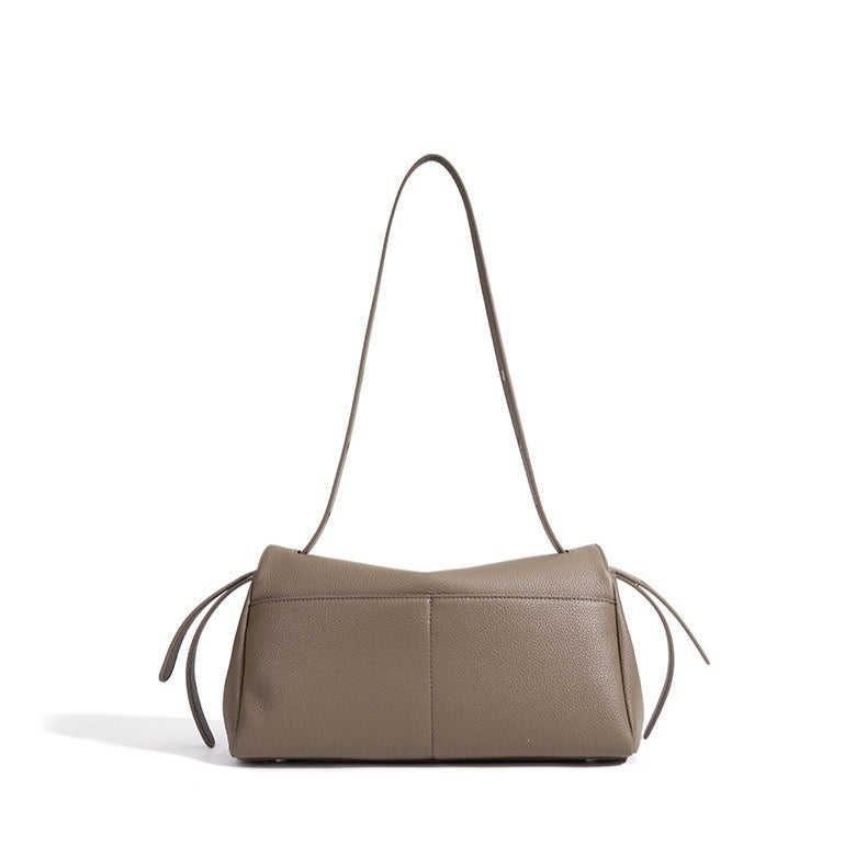 Sculptural Slouchy Genuine Leather Flap Clutch Bag with Mini Coin Pouch