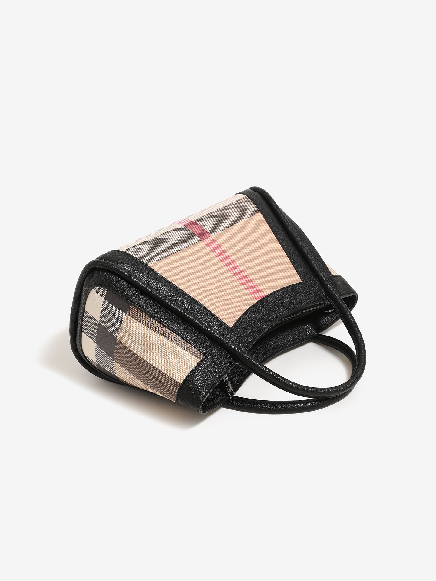 Classic Plaid Vegan Eco-Leather Tote Clutch Bag