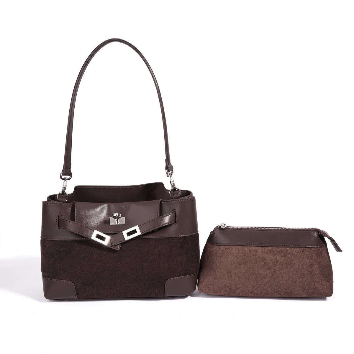 Geantă clutch lejeră din piele întoarsă naturală