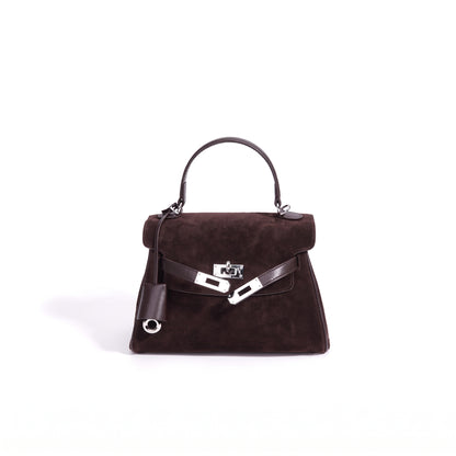 Retro Suede Genuine Leather Kelly Clutch Bag