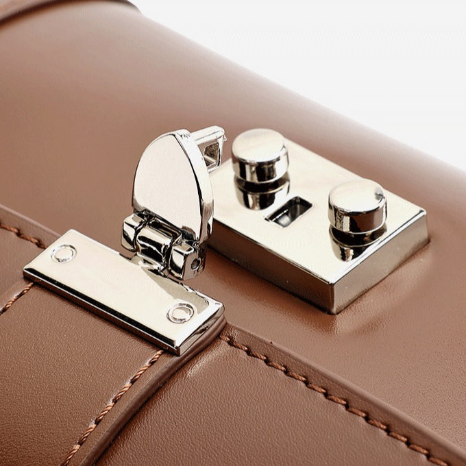 Chic Genuine Leather Cylinder Box Clutch Bag