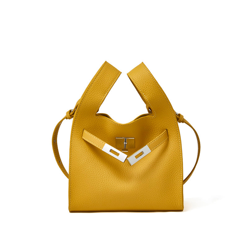 Borsa classica a secchiello chic in vera pelle per tutti i giorni, a tracolla