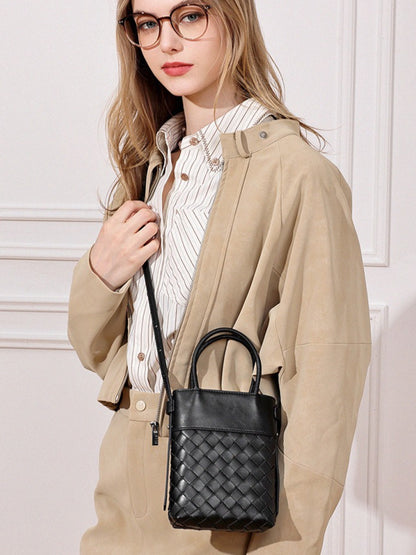 Artisan Woven Genuine Lambskin Leather Mini Clutch Bag