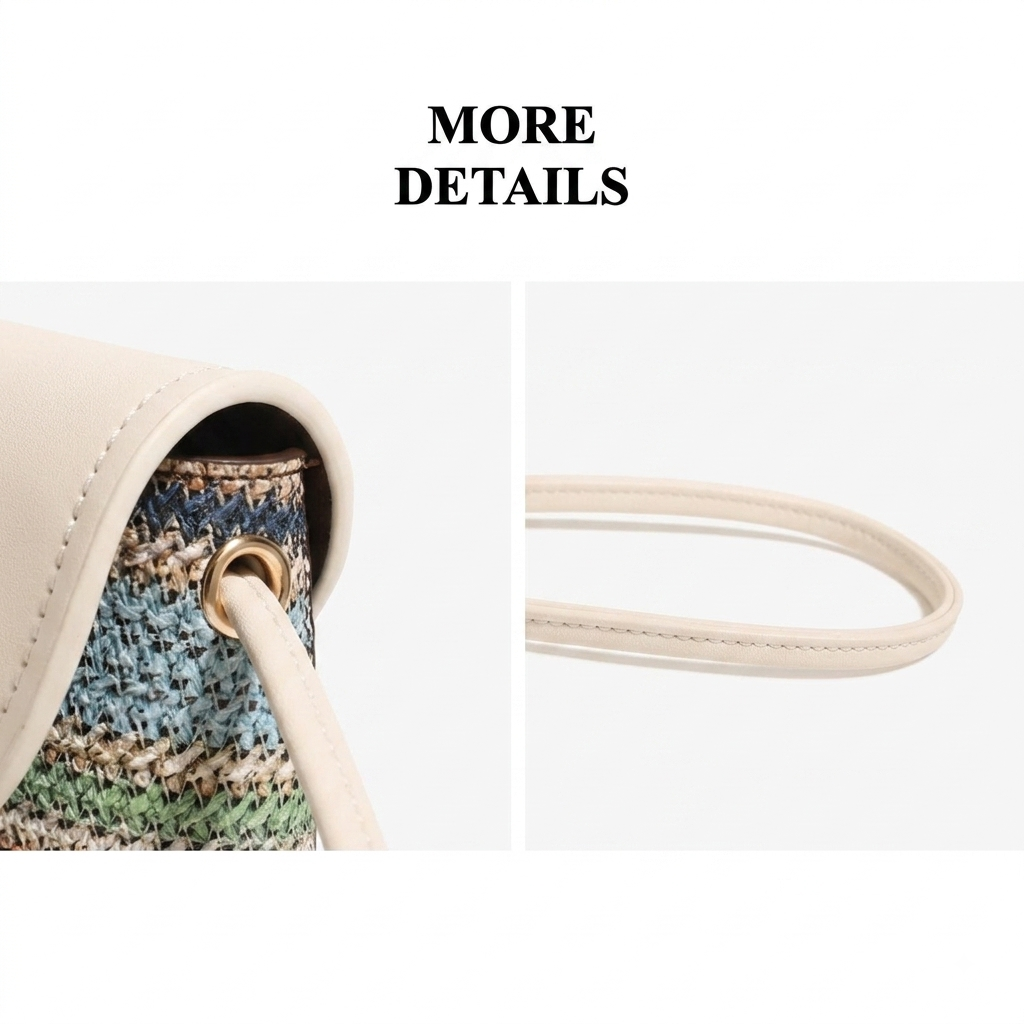 Vibrant Striped Woven Vegan Eco-Leather Compact Clutch Bag with Playful Charm