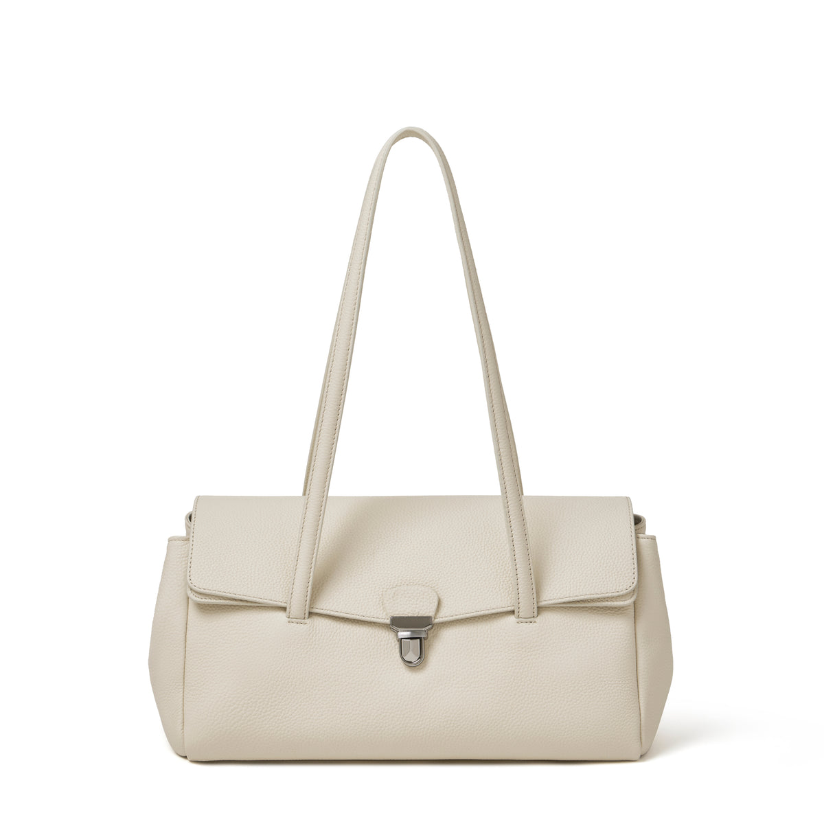 Sac pochette fourre-tout en cuir véritable à texture grainée grain de riz élégante