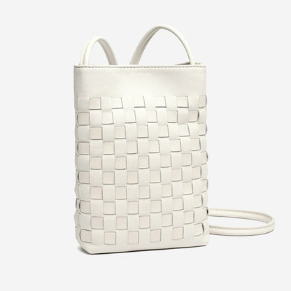 Mellow Sheepskin Leather Mini Woven Phone Clutch Bag