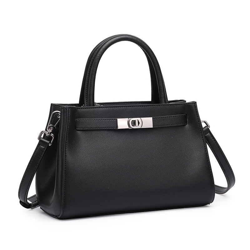 Elegante borsa Kelly a tracolla in vera pelle testurizzata
