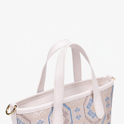 Noble Geometric Pattern Vegan Eco‑Leather Mini Tote Clutch Bag