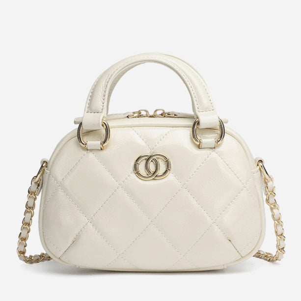 Exquisite Glossy Genuine Leather Quilted Chain Clutch Bag