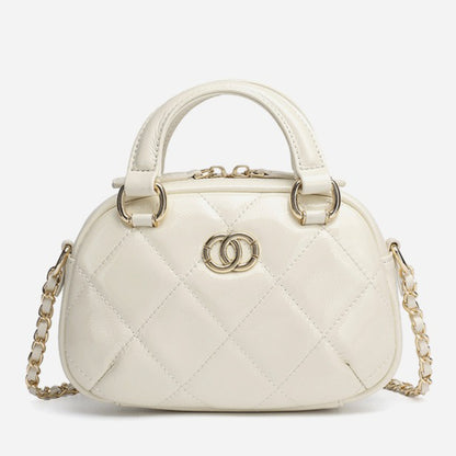 Exquisite Glossy Genuine Leather Quilted Chain Clutch Bag