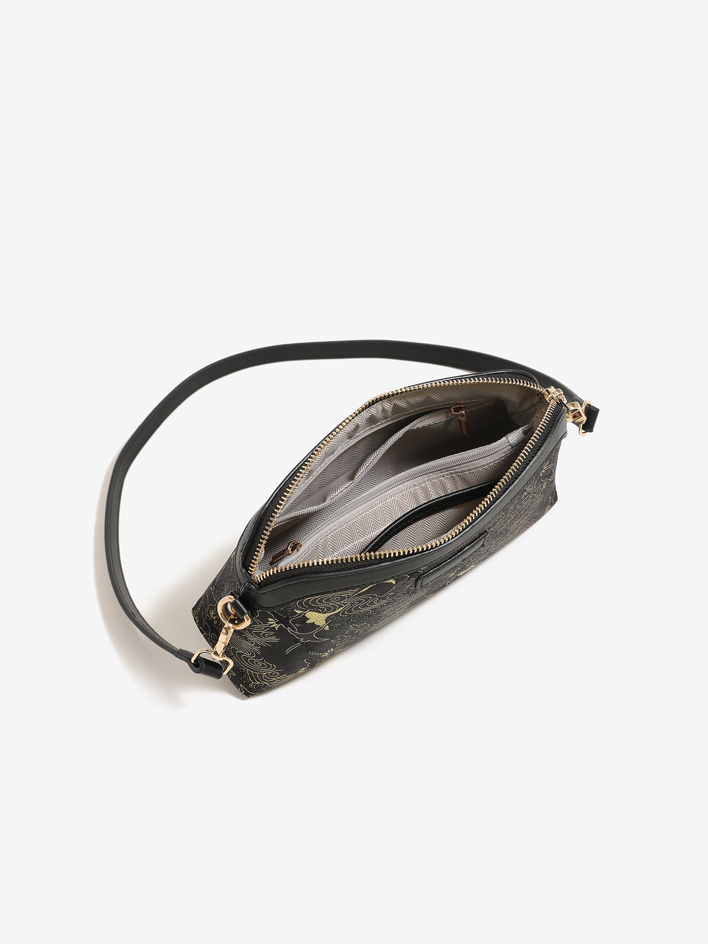 Opulent Crane Pattern Vegan Eco-Leather Clutch Bag