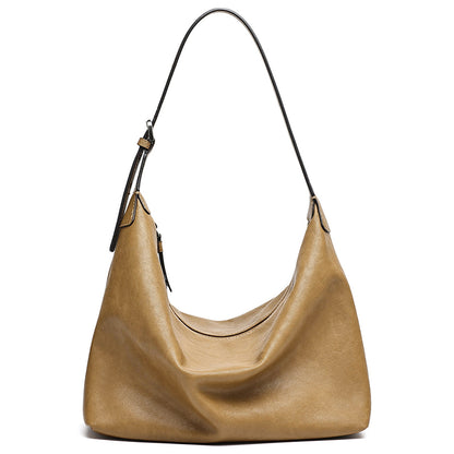 Supple Slouchy Genuine Leather Crescent Hobo Clutch Bag