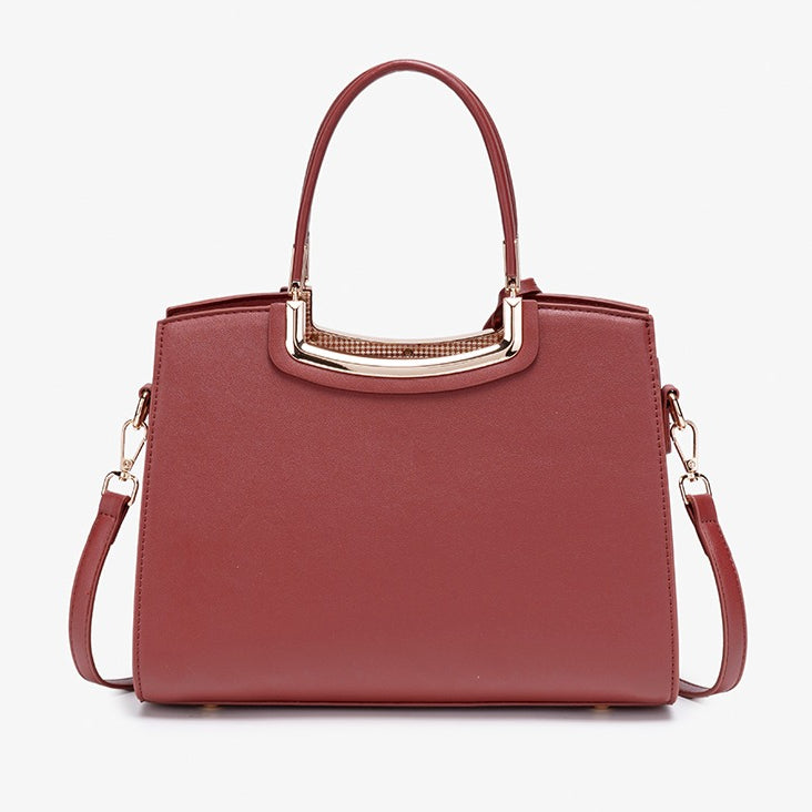 Romantic Floral Vegan Eco-Leather Tote Clutch Bag with Hollow Metal Charm