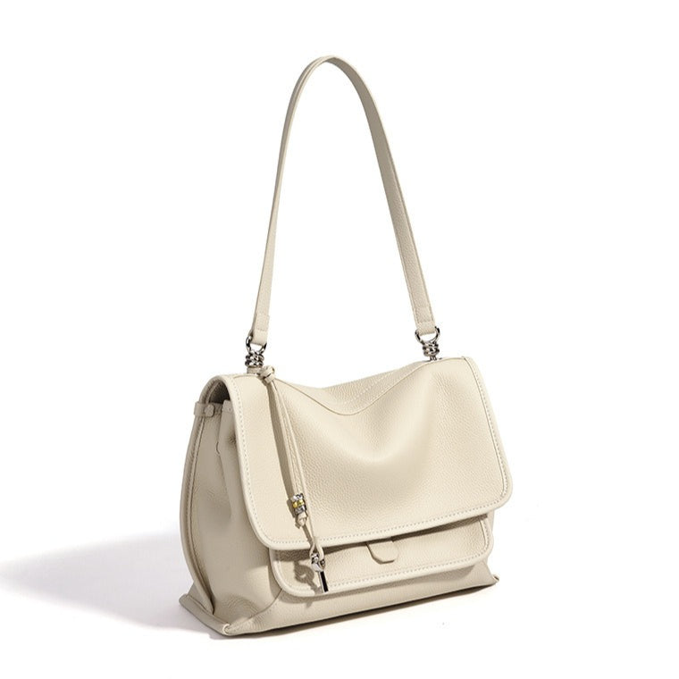 Slouchy Supple Genuine Leather Flap Messenger Clutch Bag