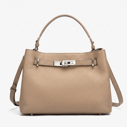 Sleek Genuine Leather Satchel Clutch Bag