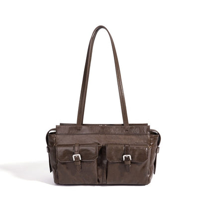 Vintage Genuine Leather Cargo Satchel Clutch Bag