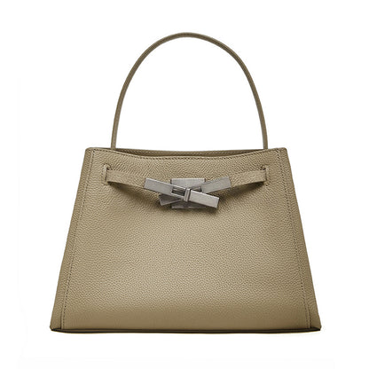 Sophisticated Kelly Genuine Leather Large Capacity Versatile Bucket Tote Bag