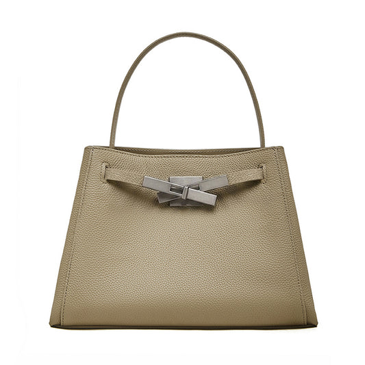 Sophisticated Kelly Genuine Leather Large Capacity Versatile Bucket Tote Bag