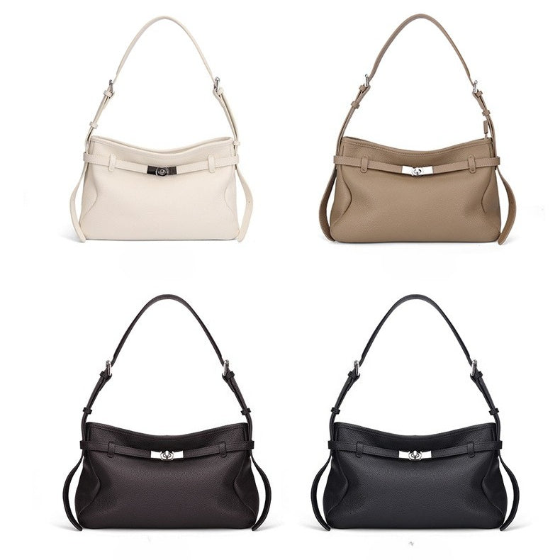 The Parisian Slouchy Genuine Leather Bag - Belted Pebble Leather Hobo