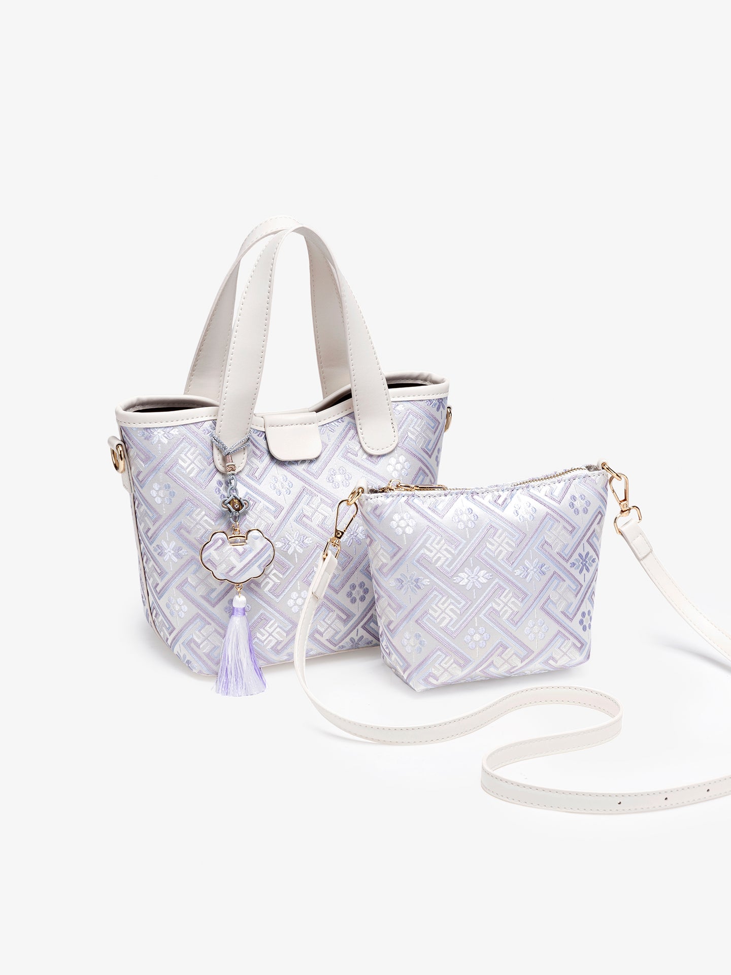 Serene Vegan Eco-Leather Mini Tote Bag with Detachable Mini Pouch