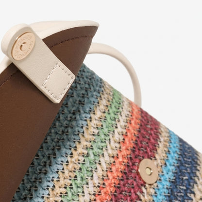 Vibrant Striped Woven Vegan Eco-Leather Compact Clutch Bag with Playful Charm