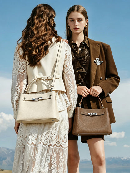 Sleek Genuine Leather Satchel Clutch Bag