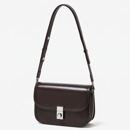Borsa vintage a spalla e messenger in vera pelle liscia di vacchetta
