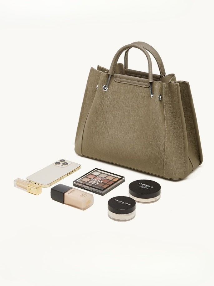 Women's Executive Trapezoid Genuine Leather Tote Bag