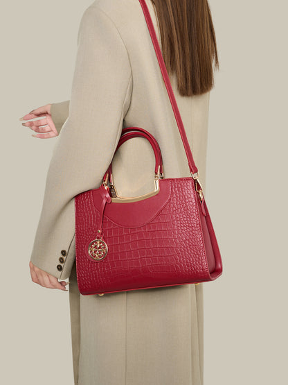 Stately Croc Vegan Eco-Leather Clutch Bag With Detachable Strap