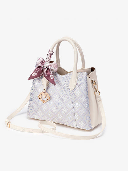 Elegant Traditional Brocade Vegan Eco-Leather Tote Clutch Bag
