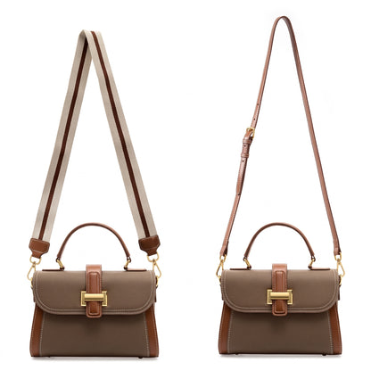 Borsa a tracolla strutturata con manico superiore in pelle minimalista di lusso da donna