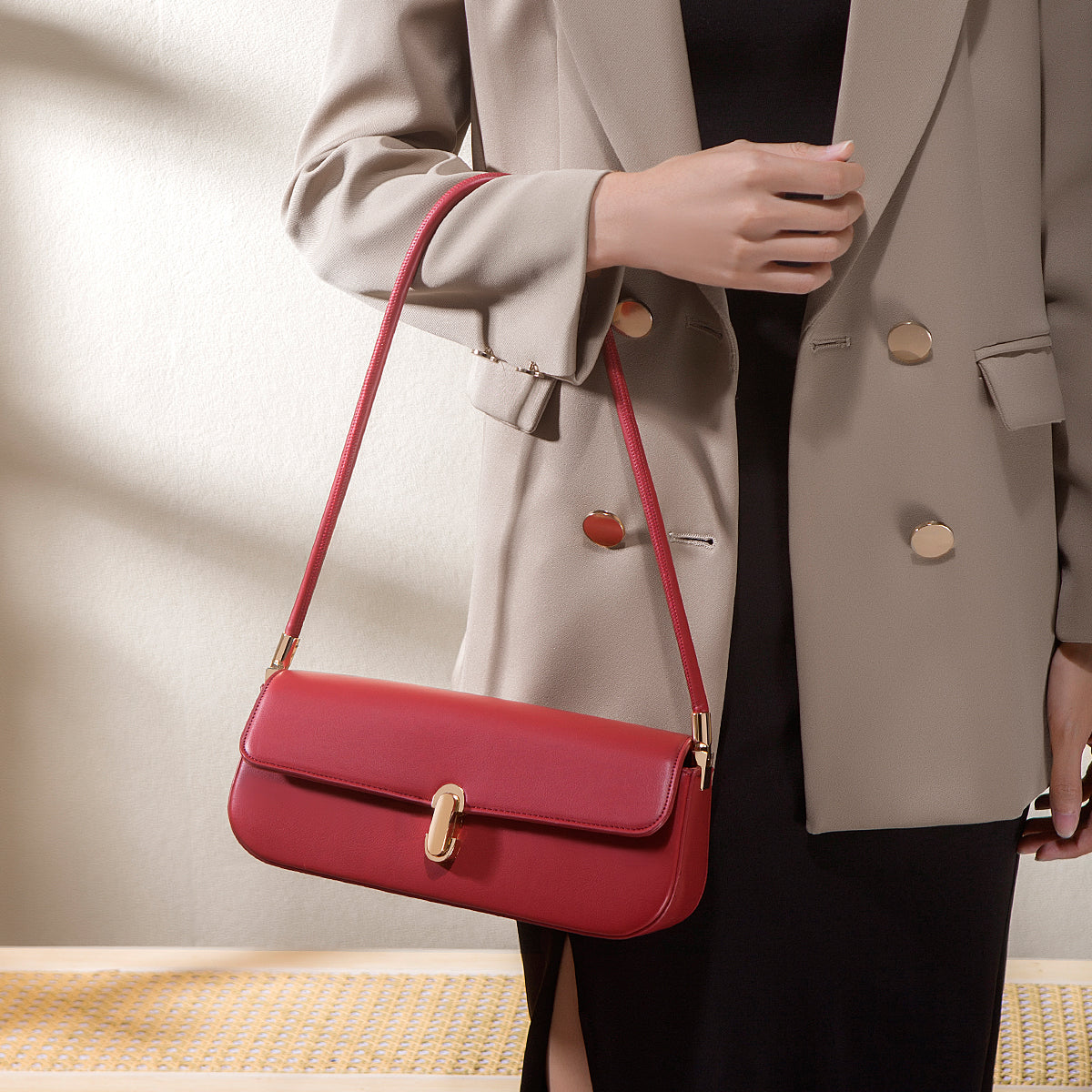 Sophisticated Vegan Eco-Leather Baguette Clutch Bag
