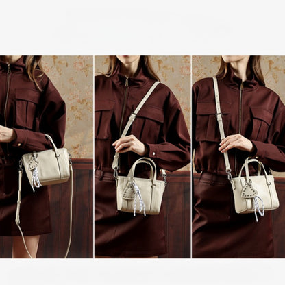 Sculpted Genuine Leather Mini Tote Crossbody Bag with Signature Heart Charm