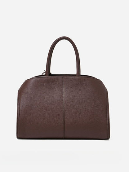 Luxury Retro Genuine Leather Lychee Pattern Double Buckle Tote Crossbody Bag