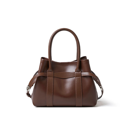 Ampia borsa tote a tracolla in pelle bovina semplice di lusso italiano