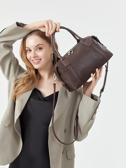 Minimalist Barrel Genuine Leather Satchel