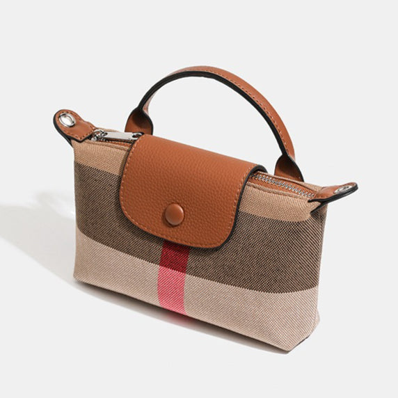 Bolso clutch bandolera de lona tejida con estampado clásico de cuadros británicos