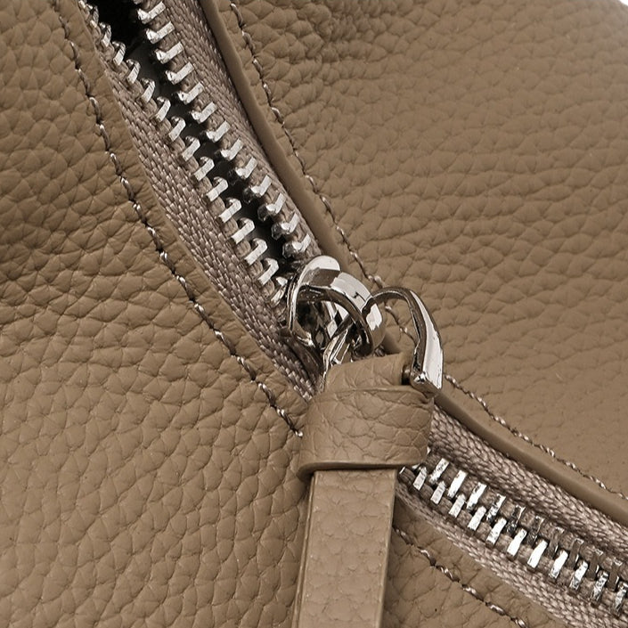 The Ethereal Slouchy Genuine Leather Bag - Minimalist Pebbled Hobo with Mini Pouch