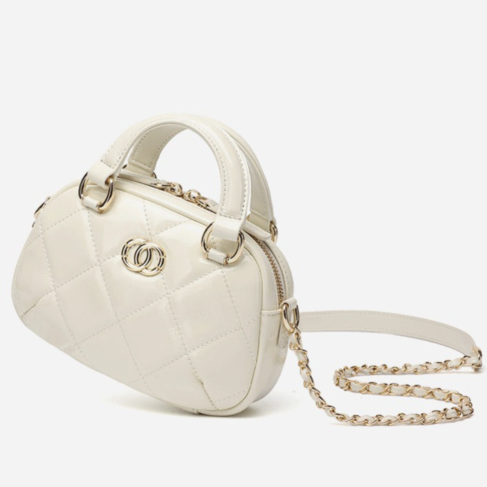 Exquisite Glossy Genuine Leather Quilted Chain Clutch Bag