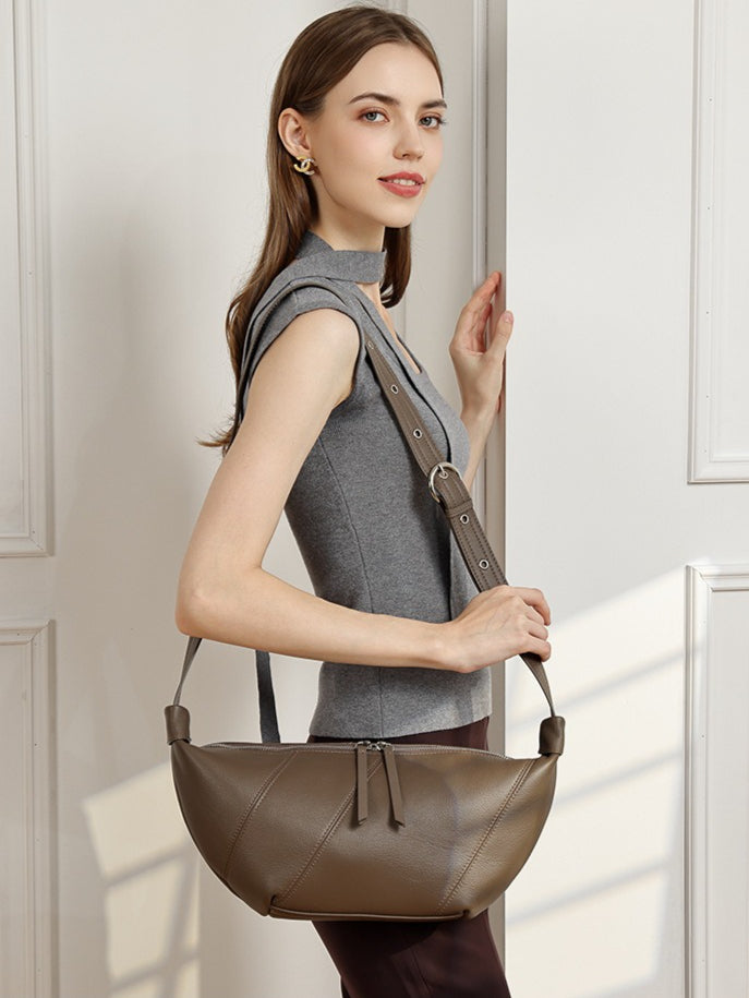 Effortless Genuine Leather Crossbody Dumpling Bag