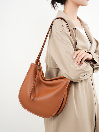 Borsa Tote Morbida in Vera Pelle da Donna in Stile Lazy Chic con Grande Capacità