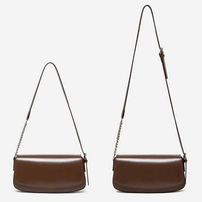 Minimalist Vintage Genuine Leather Baguette Saddle Bag