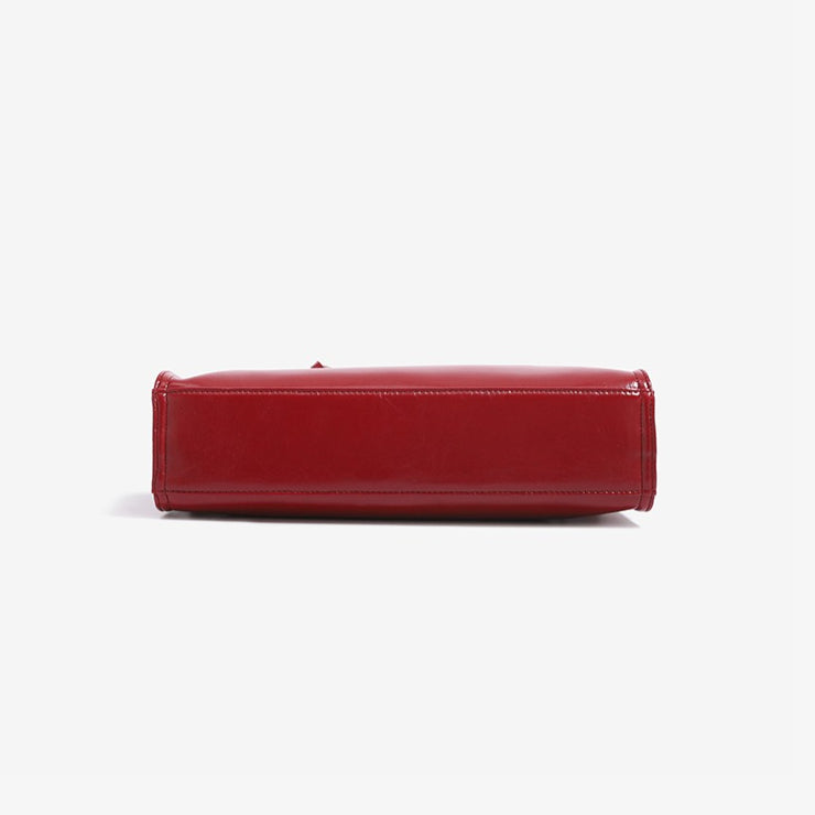 Vintage Glossy Vegan Eco‑Leather Clutch Bag with Heart Charm