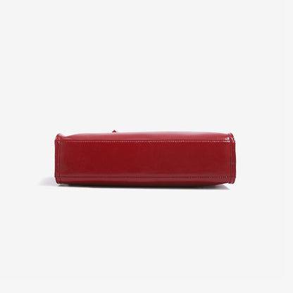 Vintage Glossy Vegan Eco‑Leather Clutch Bag with Heart Charm