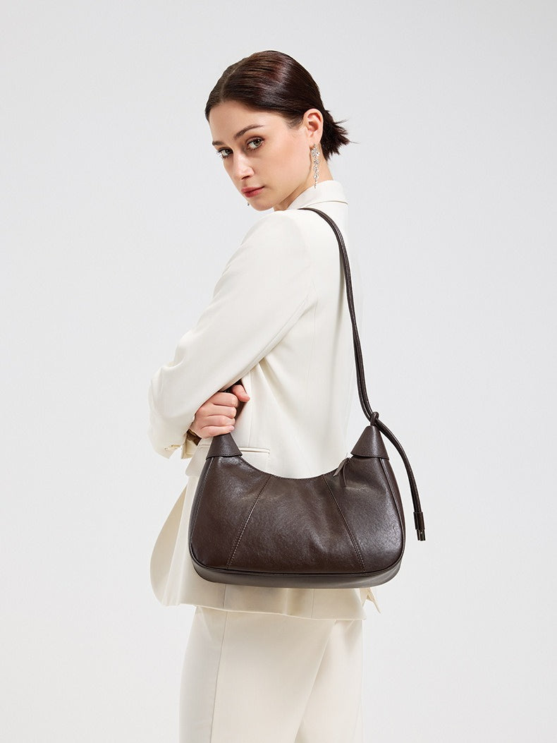 Women's Sable Crescent Genuine Leather Hobo Bag