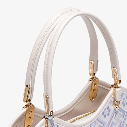 Opulent Brocade Vegan Eco-Leather Bucket Clutch Bag with Tassel Charm