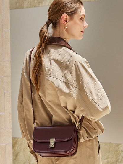 Vintage Sleek Plain Cowhide Genuine Leather Shoulder Messenger Bag