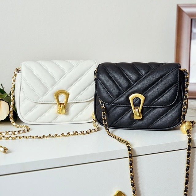 Damen-Umhängetasche aus echtem Leder mit Kette – 2025 Summer Luxe Edition 